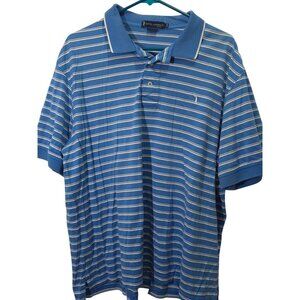 Daniel Cremieux Golf Polo XL Blue/White Stripe 100% Cotton Short Sleeve Classic